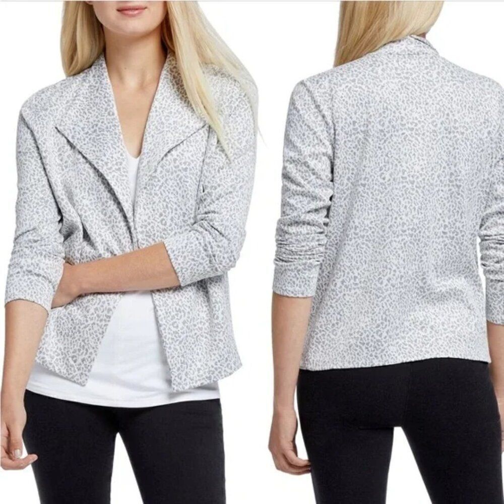 ✨ NIC + ZOE ✨ Leo Leopard Print Soft Blazer Jacket - [Large, Grey]